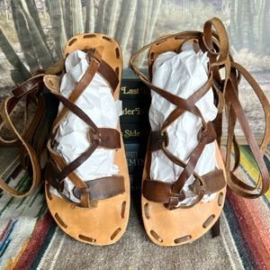 Artesanias Lara Leather Lace Up Sandals
